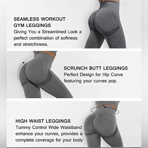 SMILE SEAMLESS LEGGINGS ~ Blue/Gray - Picture 5 of 5